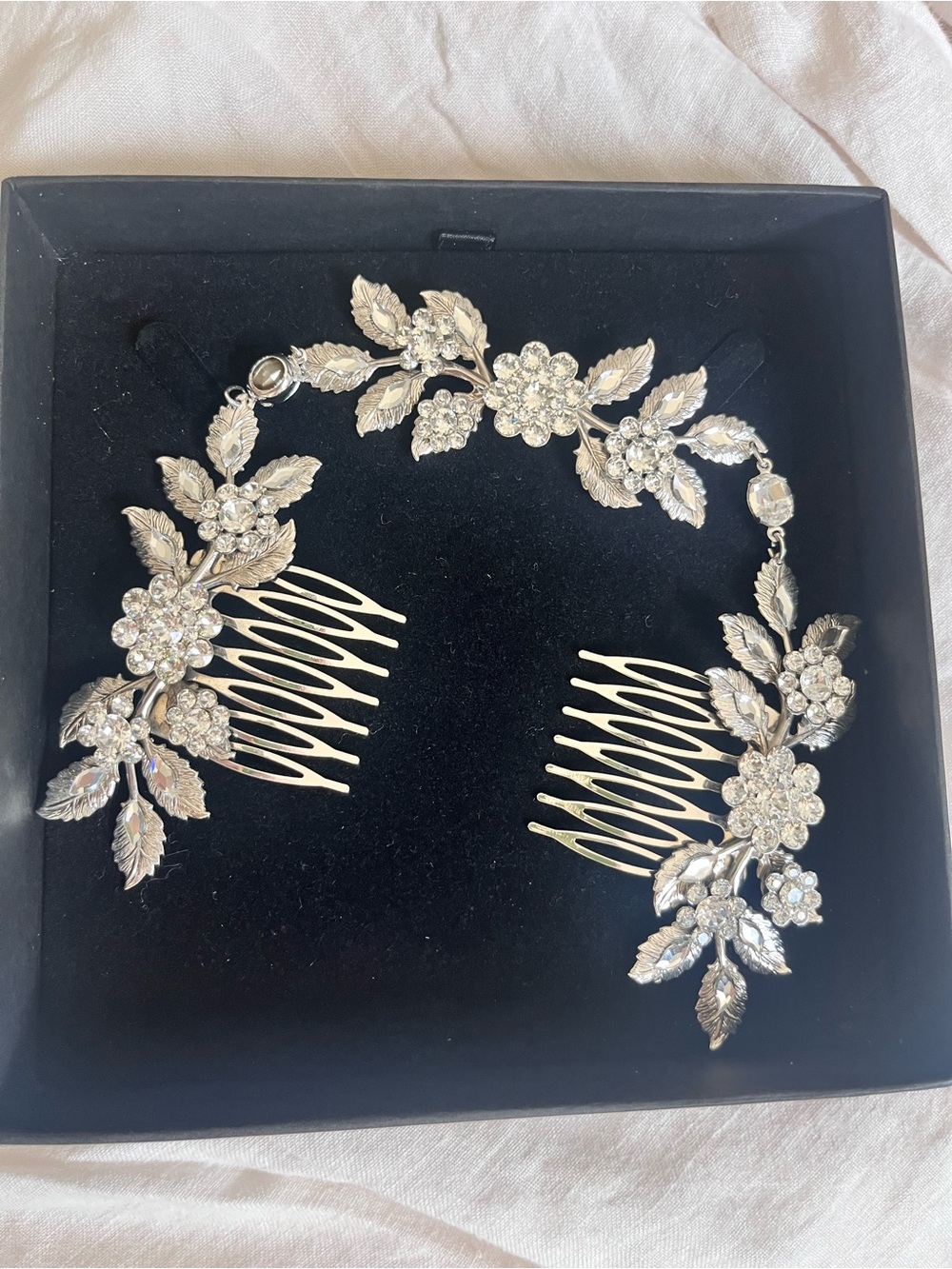 Crystal Floral Silver Hair Vine headpiece